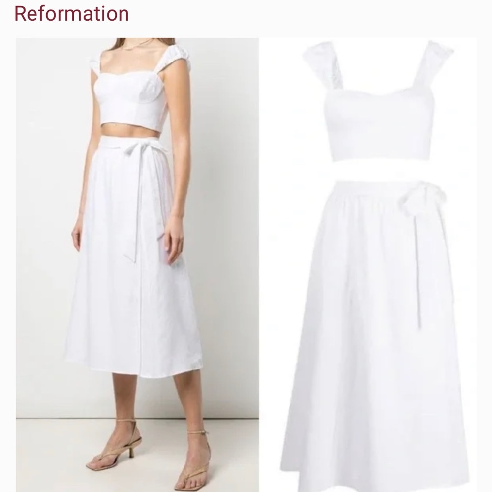 Reformation NWT clyde linen two piece white 8 Petite